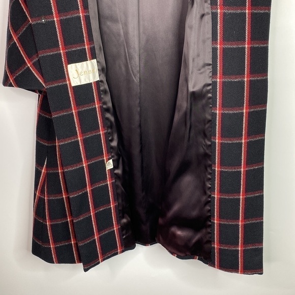 Vintage Pauline Trigere A Trigere Coat Wool Union Made Black Plaid Size 12 70s - Picture 7 of 11
